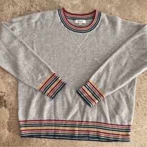 Madewell Cashmere Sweater with Multicolor Stripe Trim